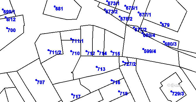 Parcela st. 714 v KÚ Újezdec u Přerova, Katastrální mapa