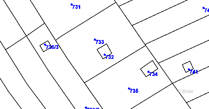 Parcela st. 732 v KÚ Újezdec u Přerova, Katastrální mapa