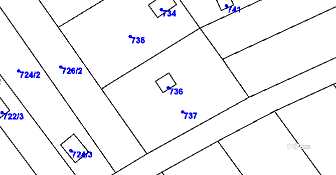Parcela st. 736 v KÚ Újezdec u Přerova, Katastrální mapa
