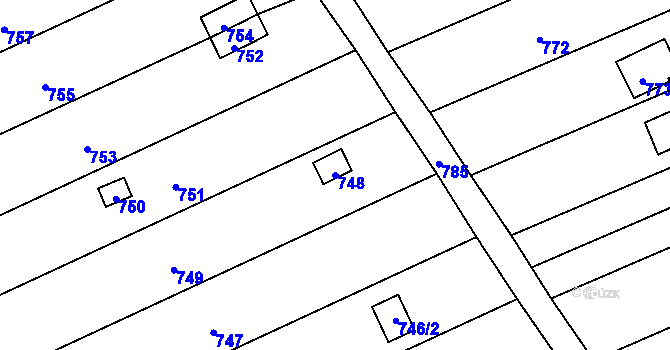 Parcela st. 748 v KÚ Újezdec u Přerova, Katastrální mapa