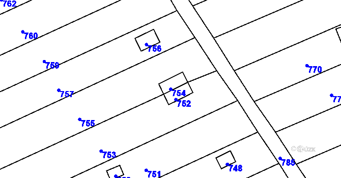 Parcela st. 754 v KÚ Újezdec u Přerova, Katastrální mapa