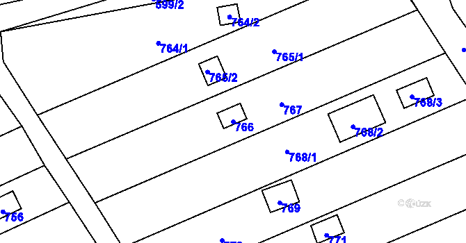 Parcela st. 766 v KÚ Újezdec u Přerova, Katastrální mapa