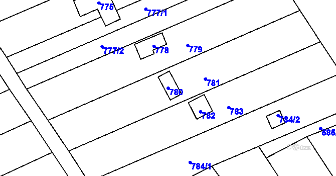 Parcela st. 780 v KÚ Újezdec u Přerova, Katastrální mapa
