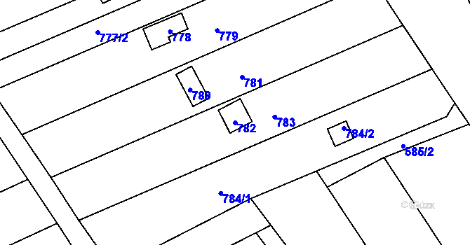 Parcela st. 782 v KÚ Újezdec u Přerova, Katastrální mapa
