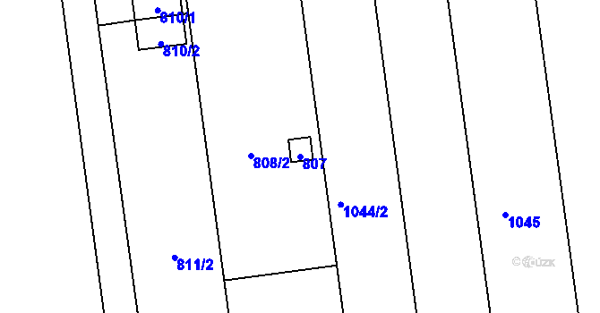 Parcela st. 807 v KÚ Újezdec u Přerova, Katastrální mapa