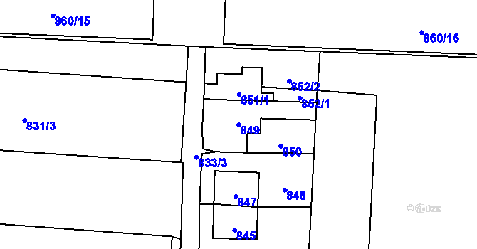 Parcela st. 849 v KÚ Újezdec u Přerova, Katastrální mapa
