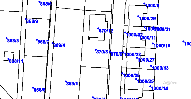 Parcela st. 870/3 v KÚ Újezdec u Přerova, Katastrální mapa