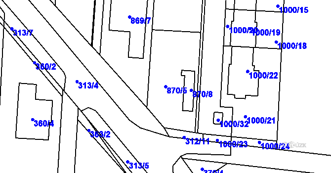 Parcela st. 870/5 v KÚ Újezdec u Přerova, Katastrální mapa
