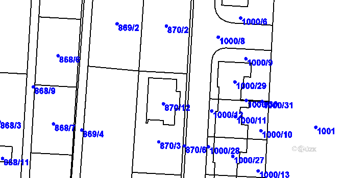 Parcela st. 870/7 v KÚ Újezdec u Přerova, Katastrální mapa