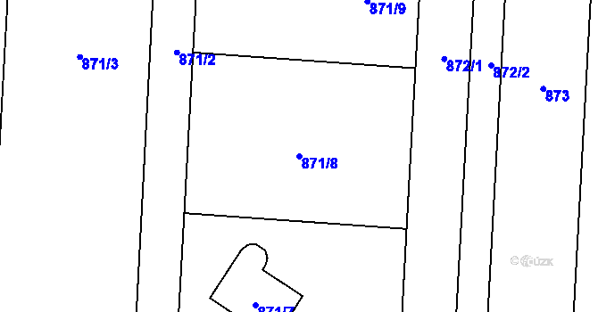 Parcela st. 871/8 v KÚ Újezdec u Přerova, Katastrální mapa