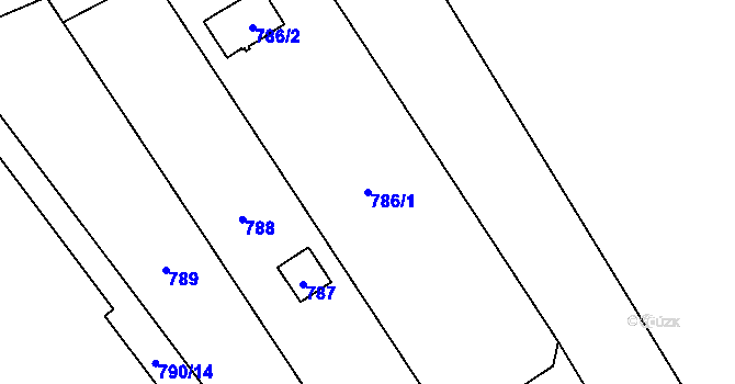 Parcela st. 786/1 v KÚ Újezdec u Přerova, Katastrální mapa