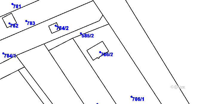Parcela st. 786/2 v KÚ Újezdec u Přerova, Katastrální mapa