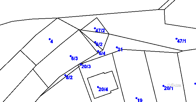 Parcela st. 6/4 v KÚ Újezdec u Luhačovic, Katastrální mapa
