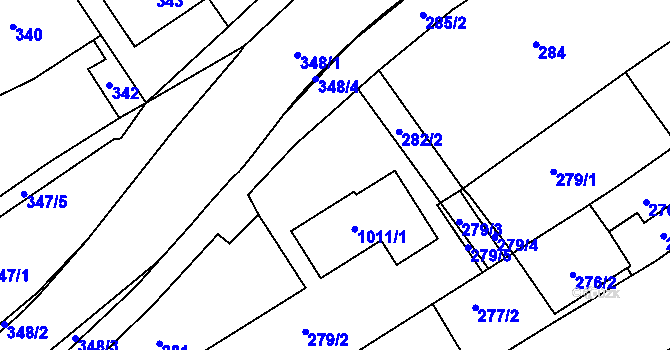 Parcela st. 282/1 v KÚ Újezdec u Luhačovic, Katastrální mapa