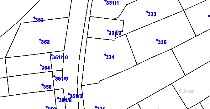 Parcela st. 334 v KÚ Újezdec u Luhačovic, Katastrální mapa