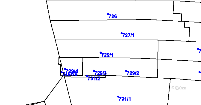 Parcela st. 729/1 v KÚ Újezdec u Luhačovic, Katastrální mapa