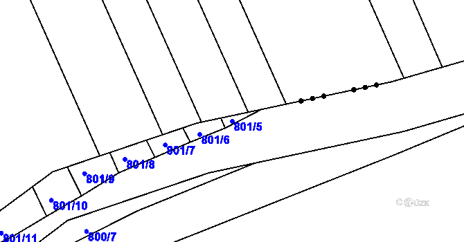 Parcela st. 801/5 v KÚ Újezdec u Luhačovic, Katastrální mapa