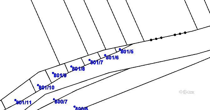 Parcela st. 801/6 v KÚ Újezdec u Luhačovic, Katastrální mapa