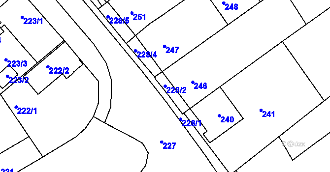Parcela st. 228/2 v KÚ Újezdec u Luhačovic, Katastrální mapa