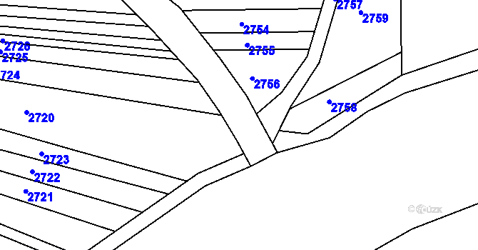 Parcela st. 55/3 v KÚ Újezdec u Luhačovic, Katastrální mapa