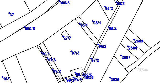 Parcela st. 97/1 v KÚ Újezdec u Luhačovic, Katastrální mapa