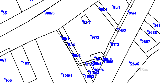 Parcela st. 97/4 v KÚ Újezdec u Luhačovic, Katastrální mapa