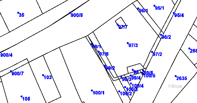 Parcela st. 97/6 v KÚ Újezdec u Luhačovic, Katastrální mapa