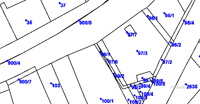 Parcela st. 99/1 v KÚ Újezdec u Luhačovic, Katastrální mapa