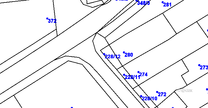 Parcela st. 228/12 v KÚ Újezdec u Luhačovic, Katastrální mapa
