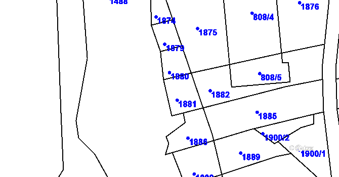 Parcela st. 810/24 v KÚ Újezdec u Luhačovic, Katastrální mapa
