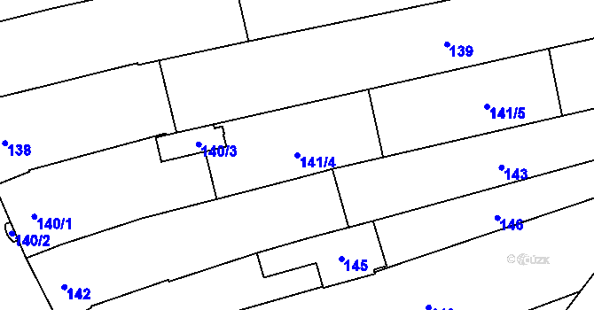 Parcela st. 141/4 v KÚ Újezdec u Luhačovic, Katastrální mapa