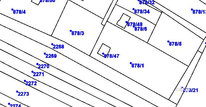 Parcela st. 878/47 v KÚ Újezdec u Luhačovic, Katastrální mapa