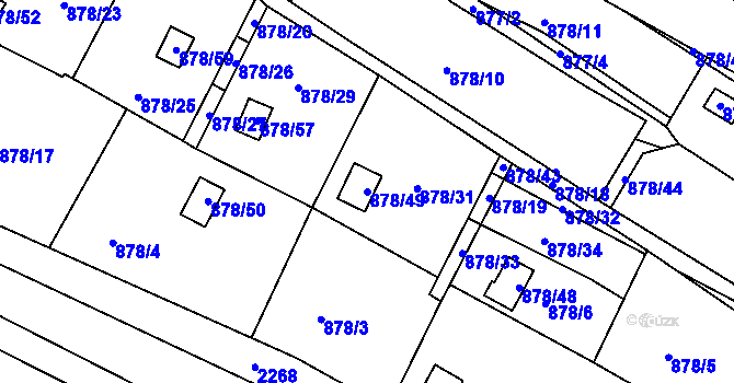 Parcela st. 878/49 v KÚ Újezdec u Luhačovic, Katastrální mapa