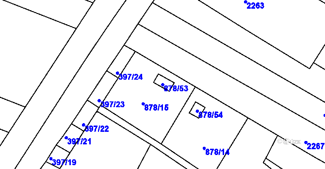 Parcela st. 878/53 v KÚ Újezdec u Luhačovic, Katastrální mapa