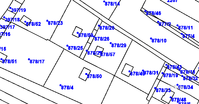 Parcela st. 878/57 v KÚ Újezdec u Luhačovic, Katastrální mapa