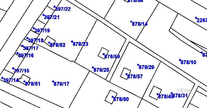 Parcela st. 878/59 v KÚ Újezdec u Luhačovic, Katastrální mapa