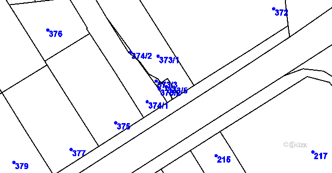 Parcela st. 373/5 v KÚ Újezdec u Luhačovic, Katastrální mapa