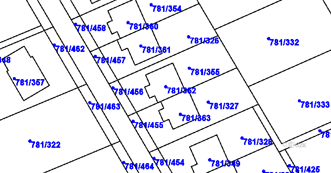 Parcela st. 781/362 v KÚ Újezdec u Luhačovic, Katastrální mapa