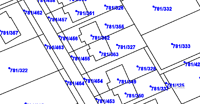 Parcela st. 781/363 v KÚ Újezdec u Luhačovic, Katastrální mapa