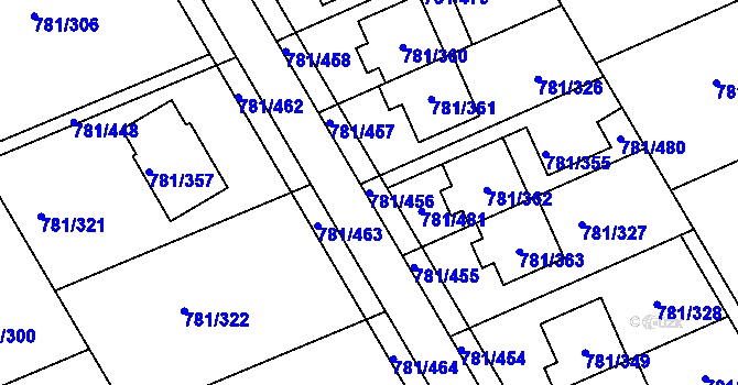 Parcela st. 781/456 v KÚ Újezdec u Luhačovic, Katastrální mapa