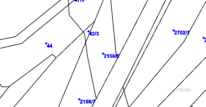 Parcela st. 2156/6 v KÚ Újezdec u Luhačovic, Katastrální mapa