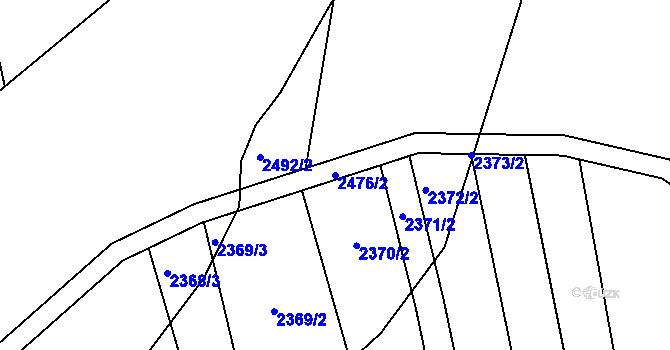 Parcela st. 2476/2 v KÚ Újezdec u Luhačovic, Katastrální mapa