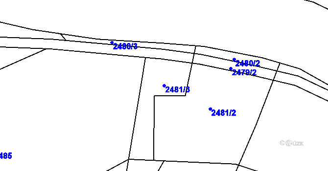 Parcela st. 2481/3 v KÚ Újezdec u Luhačovic, Katastrální mapa