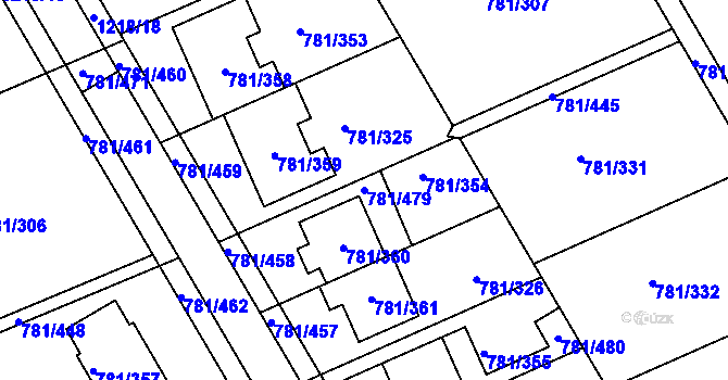 Parcela st. 781/479 v KÚ Újezdec u Luhačovic, Katastrální mapa