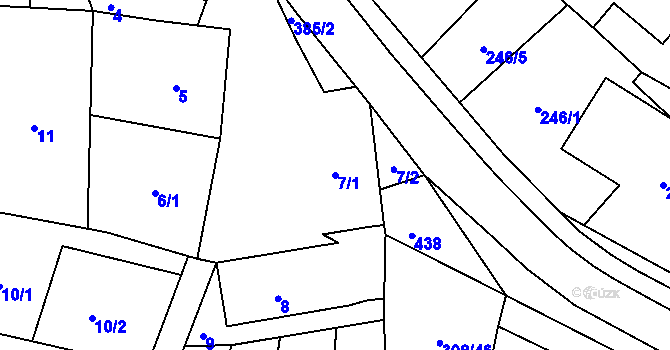 Parcela st. 7/1 v KÚ Újezdeček, Katastrální mapa