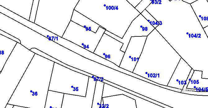 Parcela st. 96 v KÚ Újezdeček, Katastrální mapa