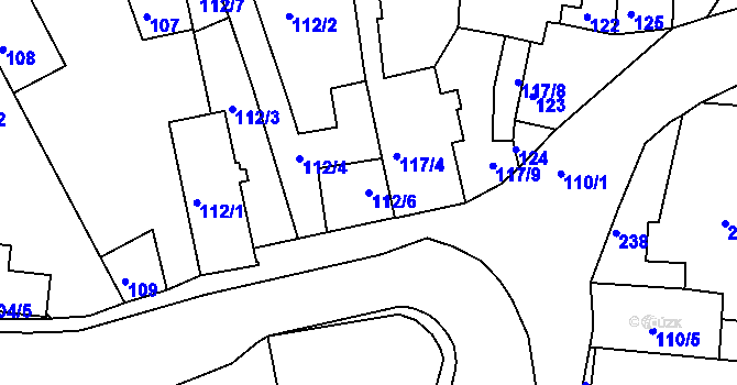 Parcela st. 112/6 v KÚ Újezdeček, Katastrální mapa