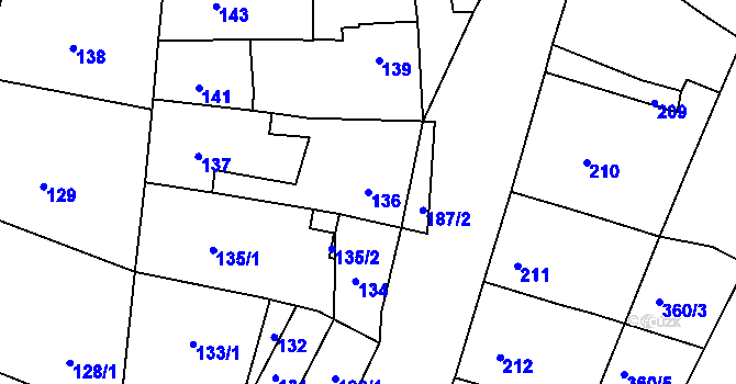 Parcela st. 136 v KÚ Újezdeček, Katastrální mapa