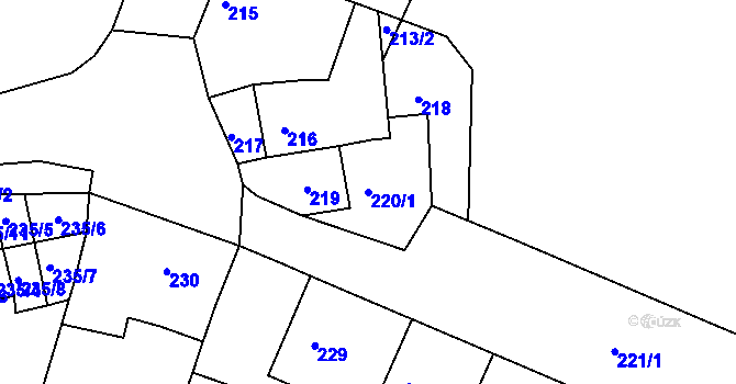 Parcela st. 220/1 v KÚ Újezdeček, Katastrální mapa