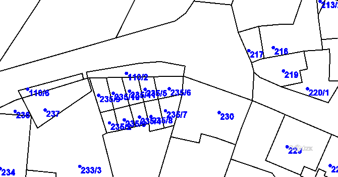 Parcela st. 235/6 v KÚ Újezdeček, Katastrální mapa